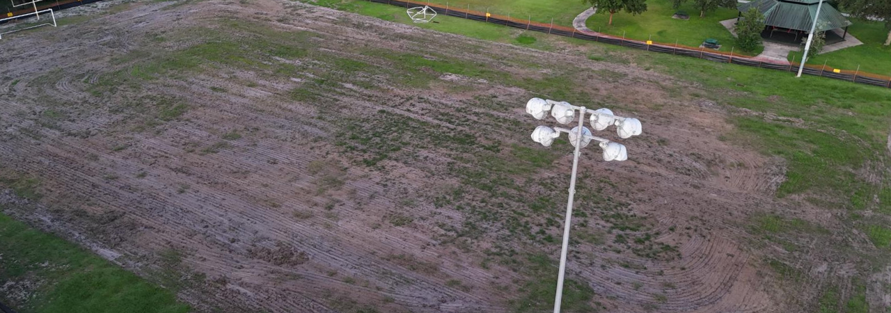 Sunshine turf football field before